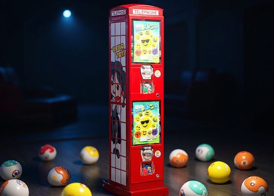 2 caixas de moedas Máquina de venda automática de cápsulas telefônicas para pastilhas doces Bouncy Ball e mais 28*28*130CM
